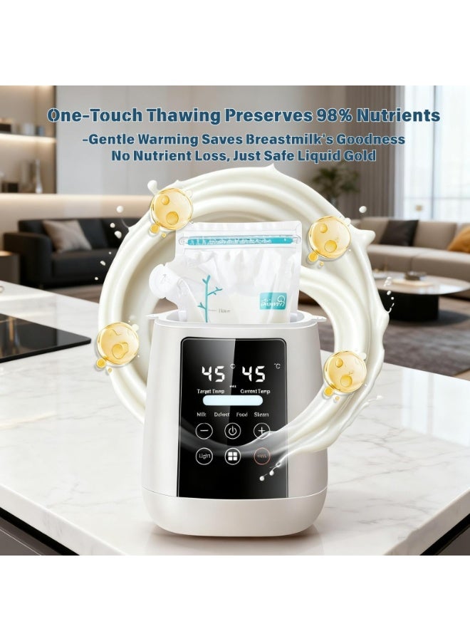 Flushrenic Bottle Warmer, 6-in-1 Multi-Function Rapid Baby Bottle Warmer for Breast Milk/Formula, with Night Light, Milk Warmer with Precise Temperature Control, 48-Hour Keep Warm, Defrost, Food Heating and Sterilisation (White) - Image 5