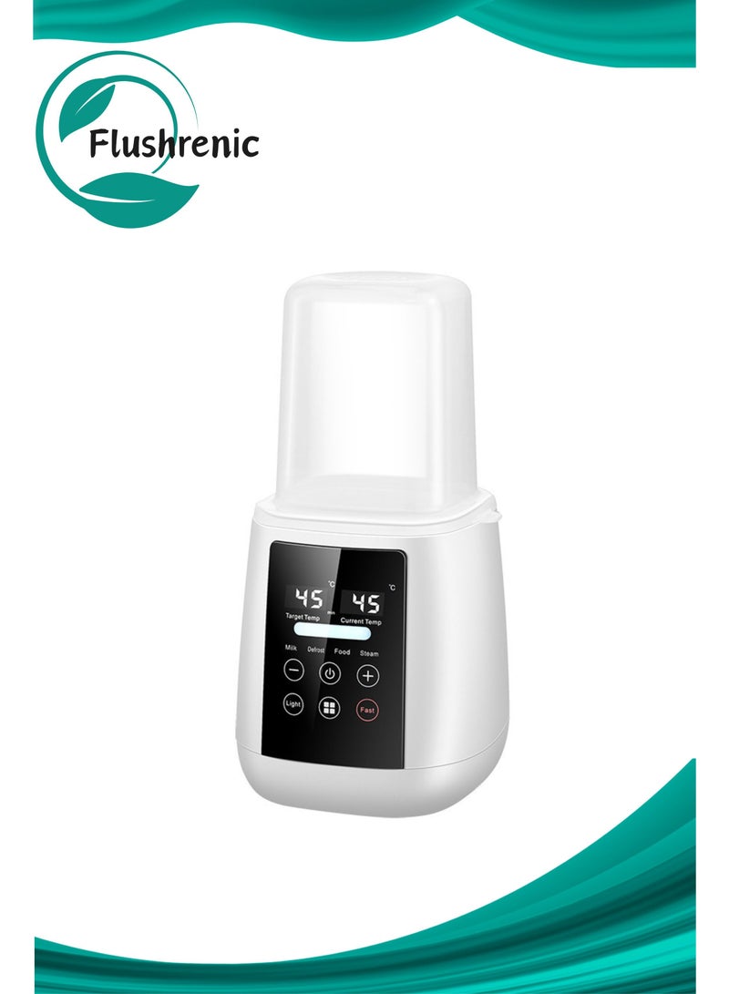 Flushrenic Bottle Warmer, 6-in-1 Multi-Function Rapid Baby Bottle Warmer for Breast Milk/Formula, with Night Light, Milk Warmer with Precise Temperature Control, 48-Hour Keep Warm, Defrost, Food Heating and Sterilisation (White) - Image 1