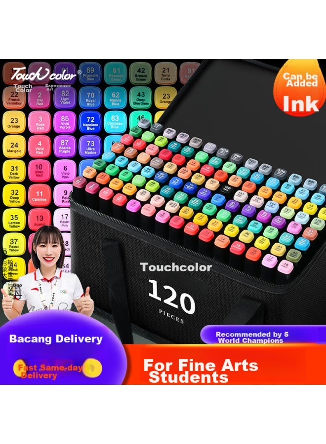 Touchcolor Dual-tip Markers For Students, Oil-based Art Set For Comic Design, Elementary School, Children, Middle School, Watercolor Pens, Anime, 120 Colors, Kindergarten, Colorful Pens, Refillable - Image 1