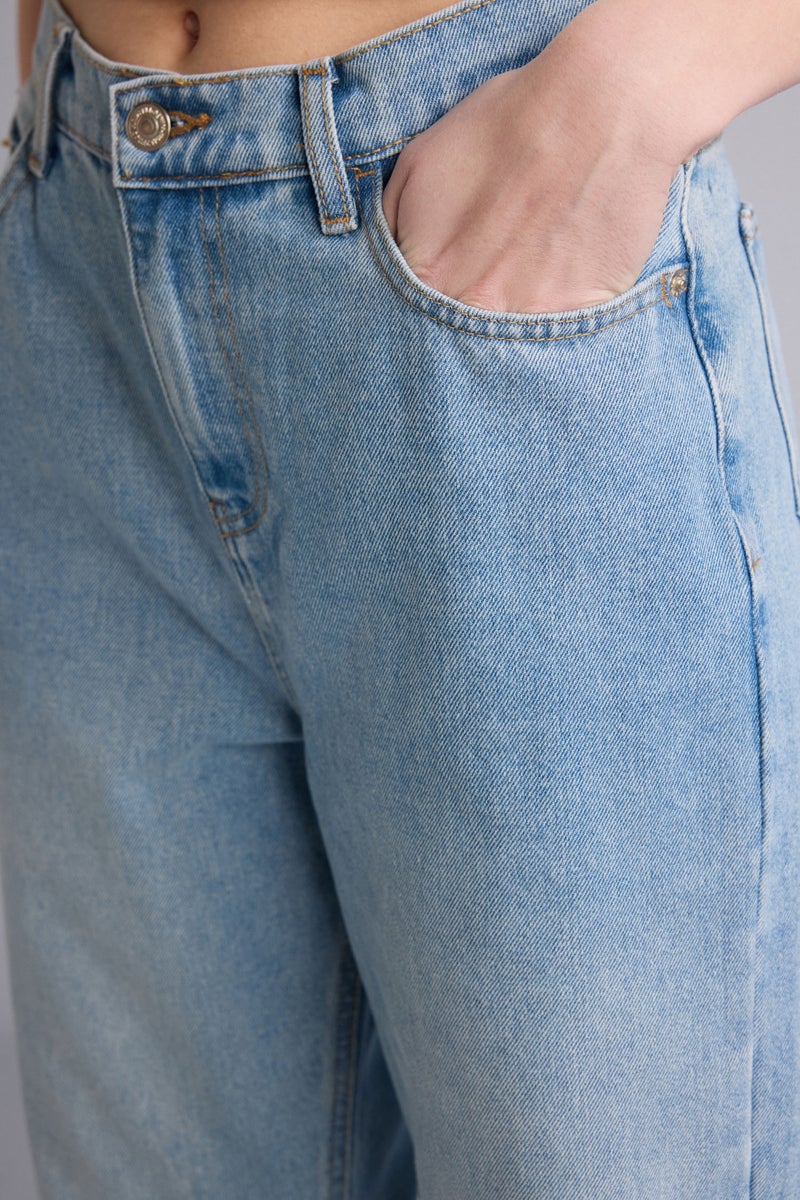 DeFacto Blue Woman Wide Leg High Waist Long Jeans Casual - Image 4