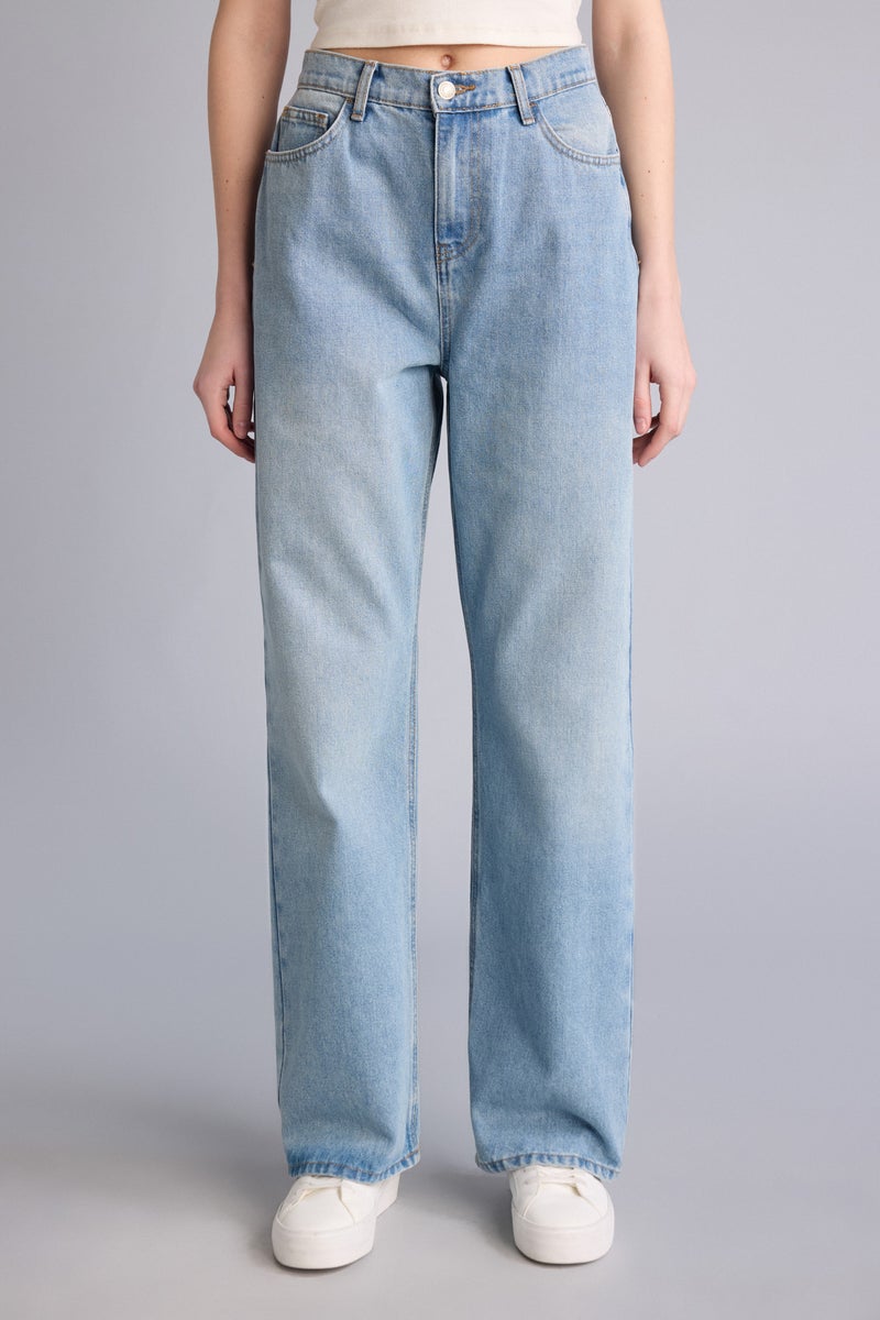 DeFacto Blue Woman Wide Leg High Waist Long Jeans Casual - Image 3