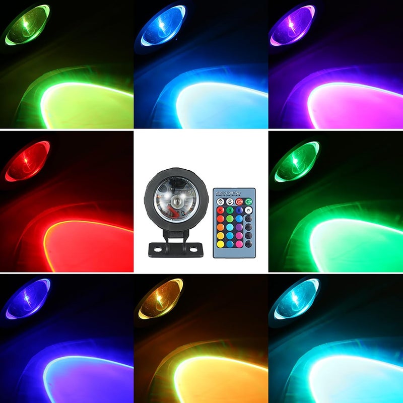 Haofy 10W RGB LED Spotlight Super Bright 16 Colors Changing Light with Remote Control Lighting Modes IP66 for Home Garden Decoration (Black) - Image 2