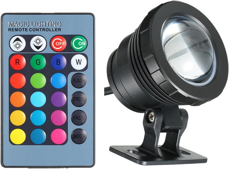Haofy 10W RGB LED Spotlight Super Bright 16 Colors Changing Light with Remote Control Lighting Modes IP66 for Home Garden Decoration (Black) - Image 1