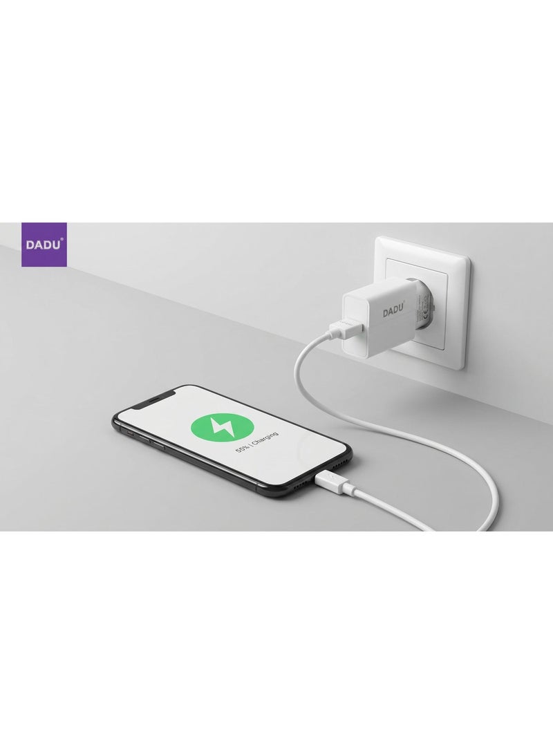 DADU DC-353 Charger – 12W Fast Charging – Micro USB – QC Certified – Multiple Protection – Safe - White - Image 5