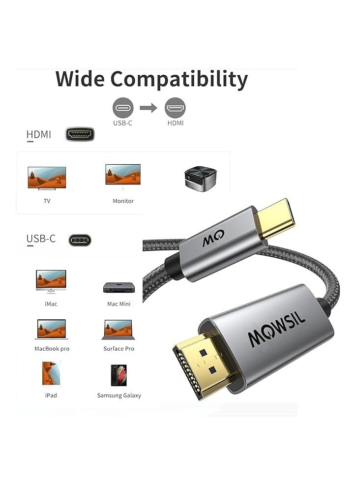 Mowsil USB C to HDMI Cable 2M,USB 3.1 Type C Thunderbolt 3 to HDMI 4K 60Hz UHD Adapter Compatible - Image 4