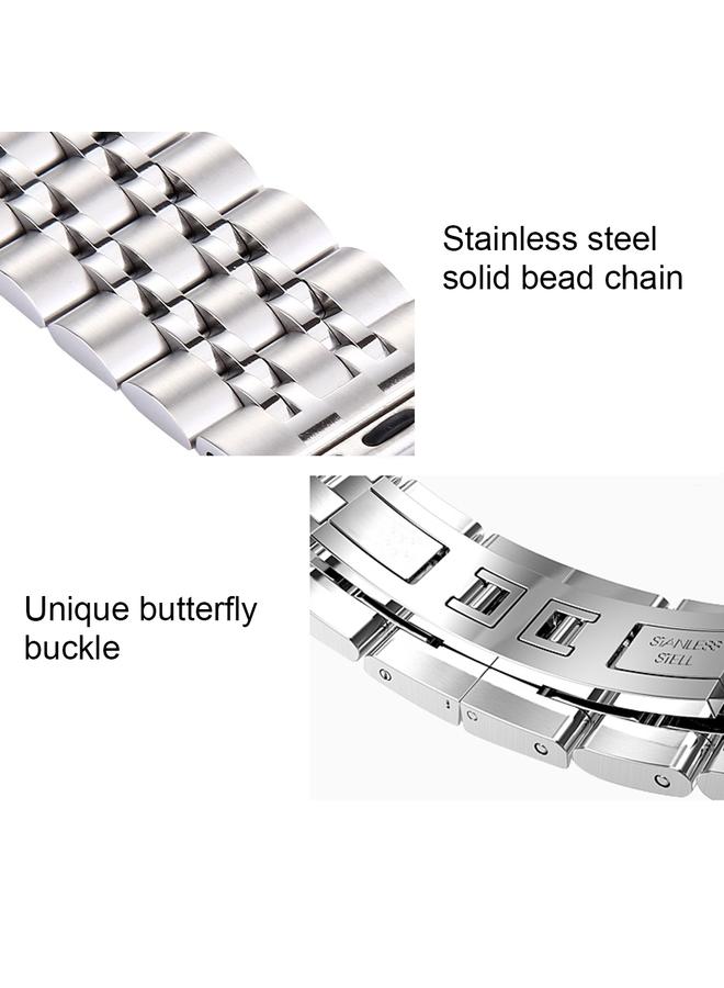 erorex 22mm Men Hidden Butterfly Buckle 7 Beads Stainless Steel Watch Band For Apple Watch 38mm - Image 5