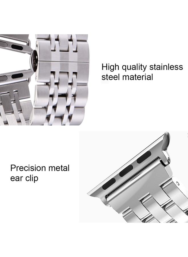 erorex 22mm Men Hidden Butterfly Buckle 7 Beads Stainless Steel Watch Band For Apple Watch 38mm - Image 4