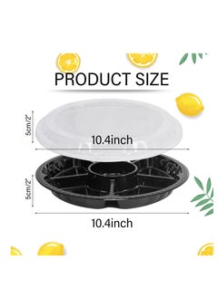 SYOSI 10 Pcs Round Plastic Appetizer Tray with Lid,Divided Serving Tray, Disposable Food Storage Trays Containers, Plastic Tray Storage,Fruit Platter Vegetable Trays for Party and Buffet 10.4 Inch  - Image 2