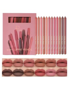 pudaier 12 Colors Lipstick and Lippie Pencil Set with 3Pcs Sharpener Soft 12Pcs Lip Liner Set Pencil Easy to Use Lip Makeup Waterproof Long Lasting Lipstick Set Full Color Lipliner Pencil Matte  - Image 1
