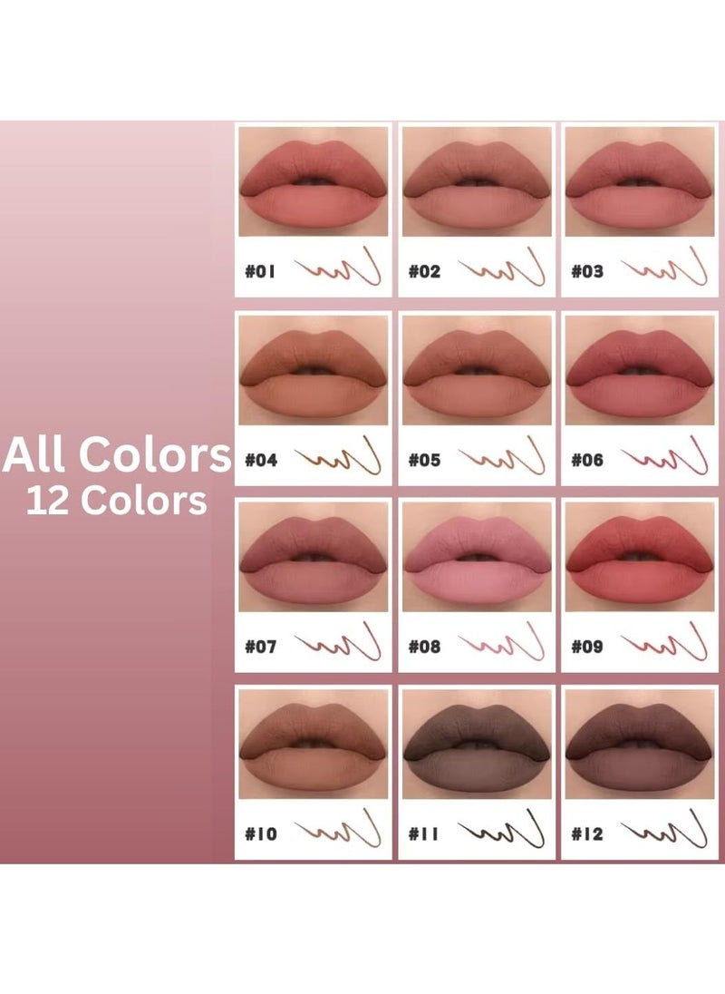 pudaier - 12 Colors Lipstick and Lippie Pencil Set with 3Pcs Sharpener Soft 12Pcs Lip Liner Set Pencil Easy to Use Lip Makeup Waterproof Long Lasting Lipstick Set Full Color Lipliner Pencil Matte - Image 1