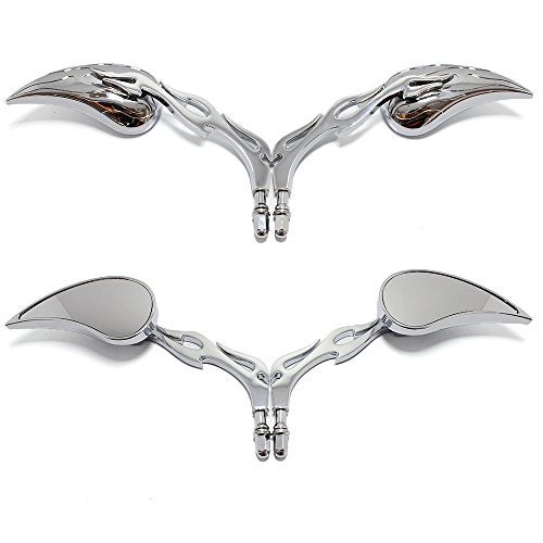 MISS MOLY Chrome Custom Flame Tear Drop Motorcycle Mirrors for Harley Davidson Sportster Street Fatboy Softail-Pair - Image 4