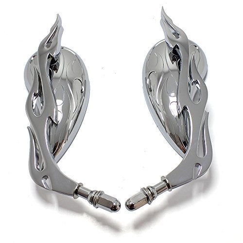 MISS MOLY Chrome Custom Flame Tear Drop Motorcycle Mirrors for Harley Davidson Sportster Street Fatboy Softail-Pair - Image 5