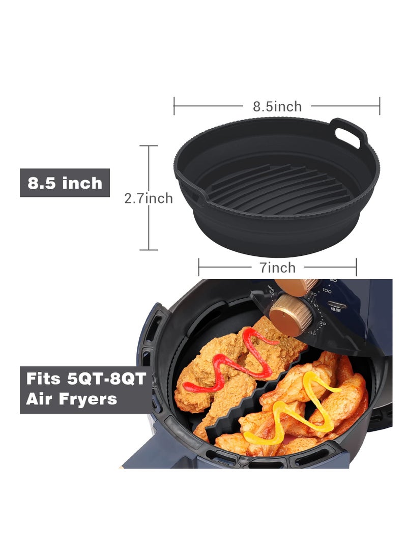 SYOSI Air Fryer Silicone Liner, 8.5Inch Air Fryer Silicone Liner Foldable Round Silicone Air Fryer Liner with Divider Non-Stick Reusable Air Fryer Liner for 5qt to 8qt Air Fryer (Black) - Image 3