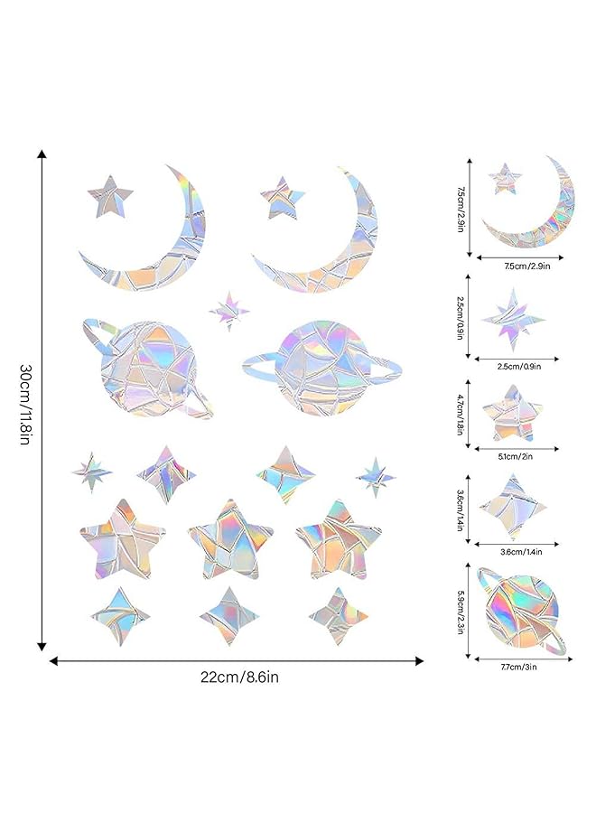 erorex 17 Pcs Anti Collision Window Clings Starry Rainbow Window Stickers Anti Collision Window Stickers For Preventing Bird Impact Reusable Rainbow Window Stickers  - Image 2