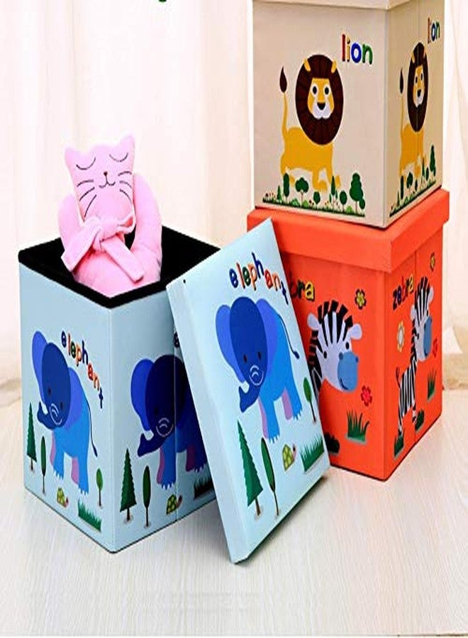 VDHJA� Polyester Waterproof Foldable Light Weight School Bus Shape Storage Cums Sitting Organizing Box, Multicolour - Image 3