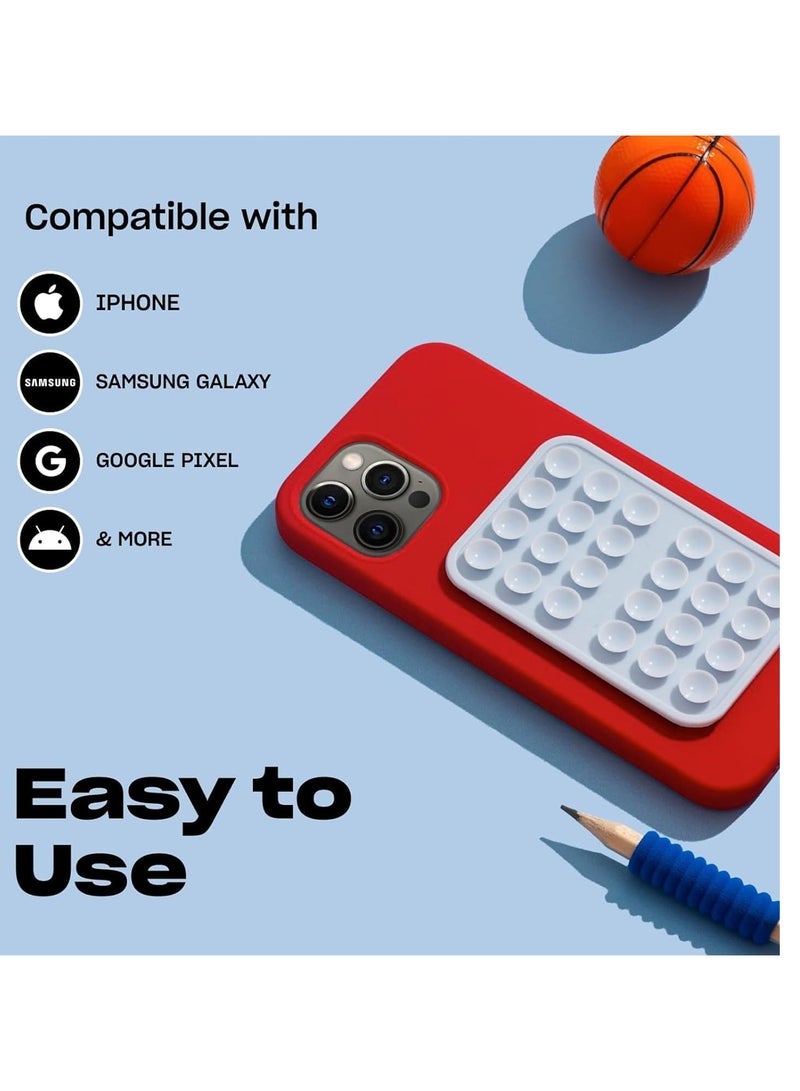 【2 Pack】 Double Sided Silicone Suction Phone Case | Strong Grip Holder for Selfies, Video Calls, Bathroom Mirror, Kitchen Wall | Hands-Free Adhesive Stand Compatible with Most Smartphones - Image 3