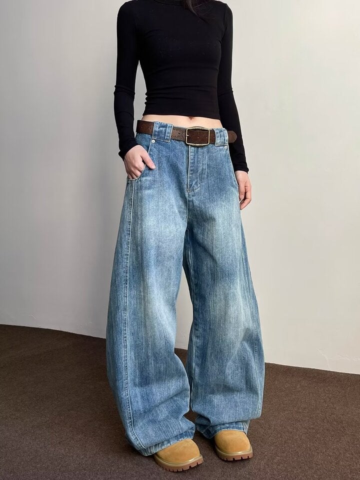 Unisex Classic Denim Jeans Loose Fit Daily Outdoor Wear - Image 1