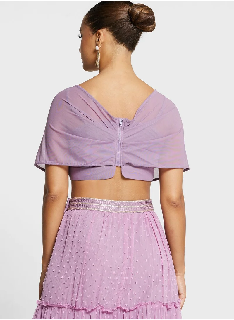 indya Surplice Neck Crop Top