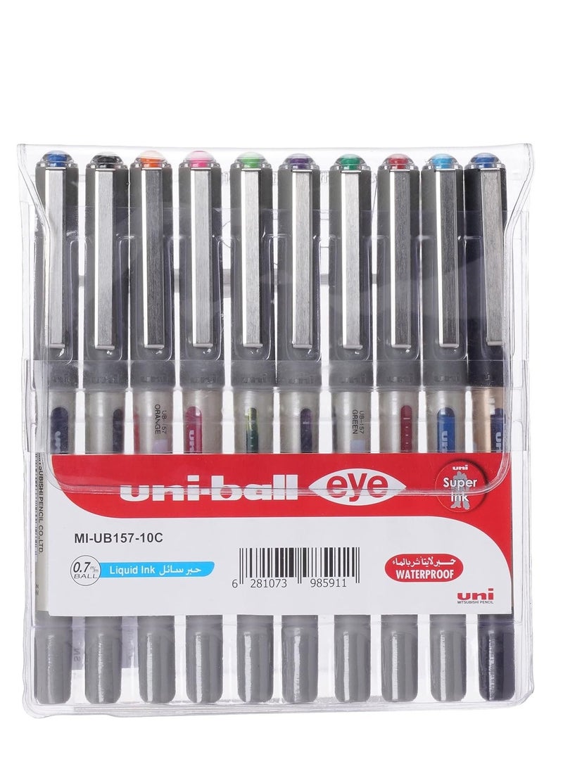 Uniball Uni-Ball Multi-Colour Fountain Pen Set, 0.7 mm, 10 Pens  - Image 1