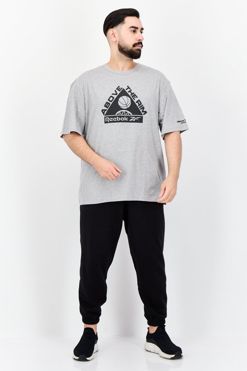 Reebok تي شيرت رياضي للرجال بأكمام قصيرة، خارجي، رمادي - Image 2