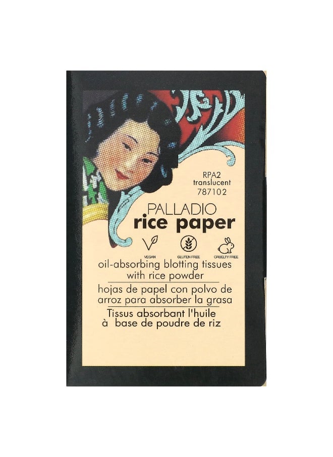 PALLADIO Palladio, Rice Paper, Oil-Absorbing Blotting Tissues, Translucent RPA2, 40 Tissues  - Image 1