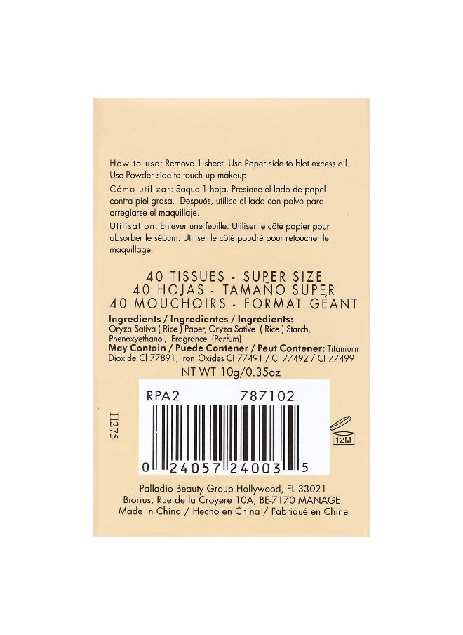 PALLADIO Palladio, Rice Paper, Oil-Absorbing Blotting Tissues, Translucent RPA2, 40 Tissues  - Image 2