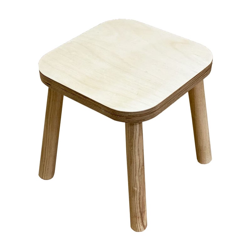 Kiddery Montessori Wooden Stool Stool for Kids Sturdy Sitting Stool EcoFriendly Versatile Assembled FourLegged Super Strong Lightweight Durable NonToxic Paints 28 Yrs Natural