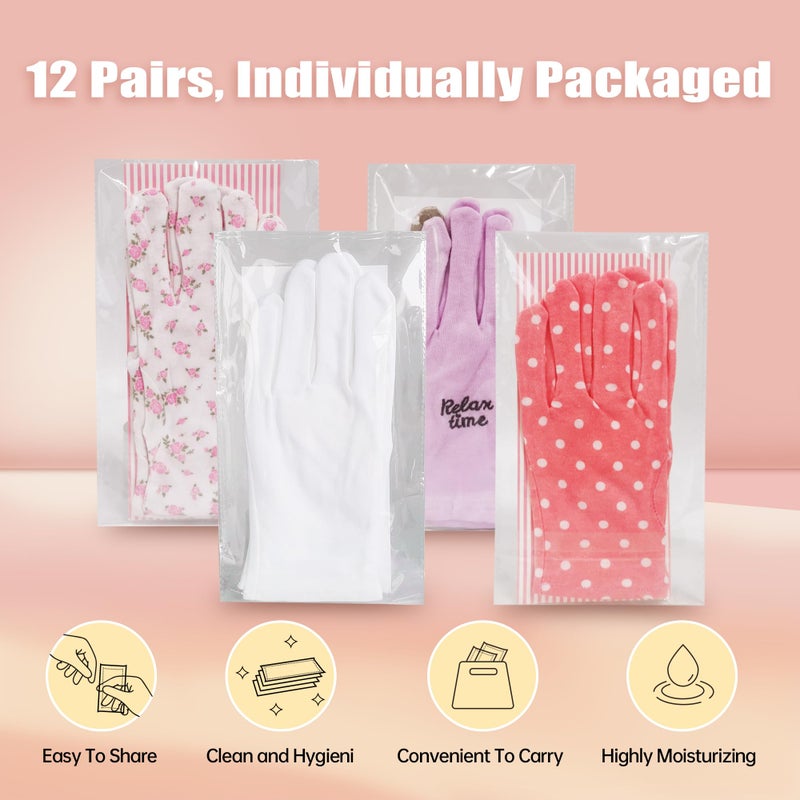 HandLove Premium 100% Cotton Gloves | Moisturizing Gloves for Dry Hands | Overnight Sleeping & Eczema | Cute Pink Dots, 12 Pairs - Image 3