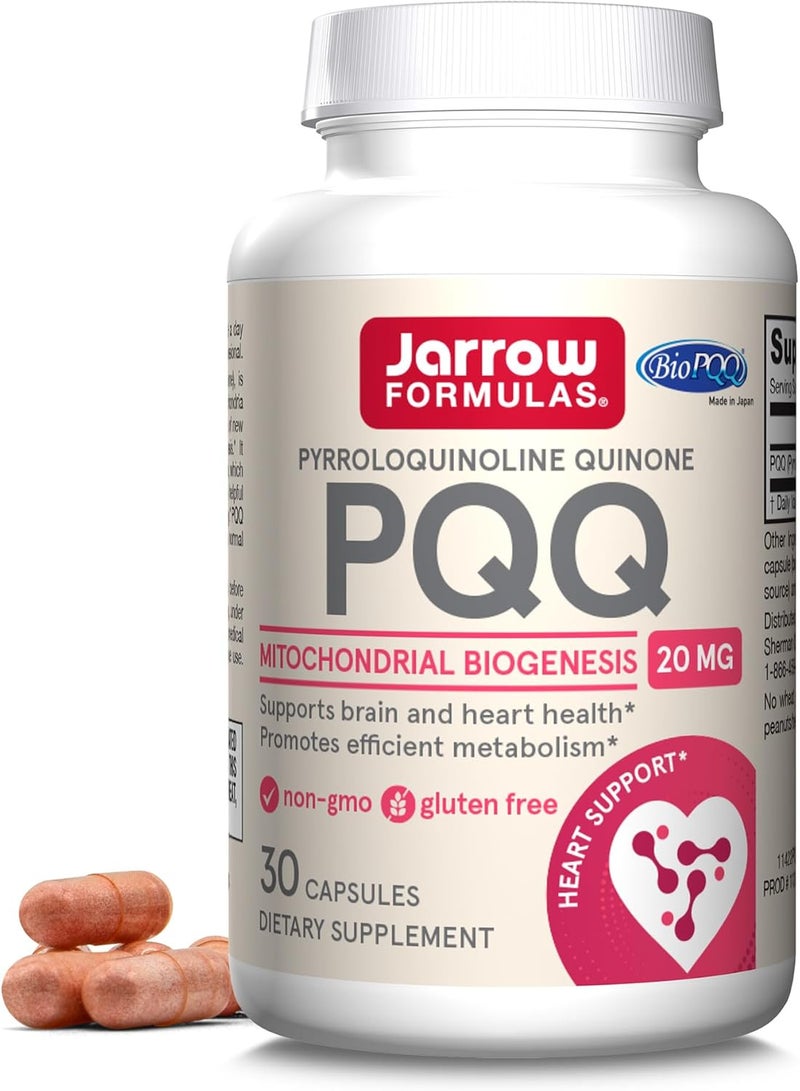jarrow formulas PQQ 20 mg, Dietary Supplement, Heart, Brain, and Metabolism Support, 30 Veggie Capsules, 30 Day Supply - Image 1