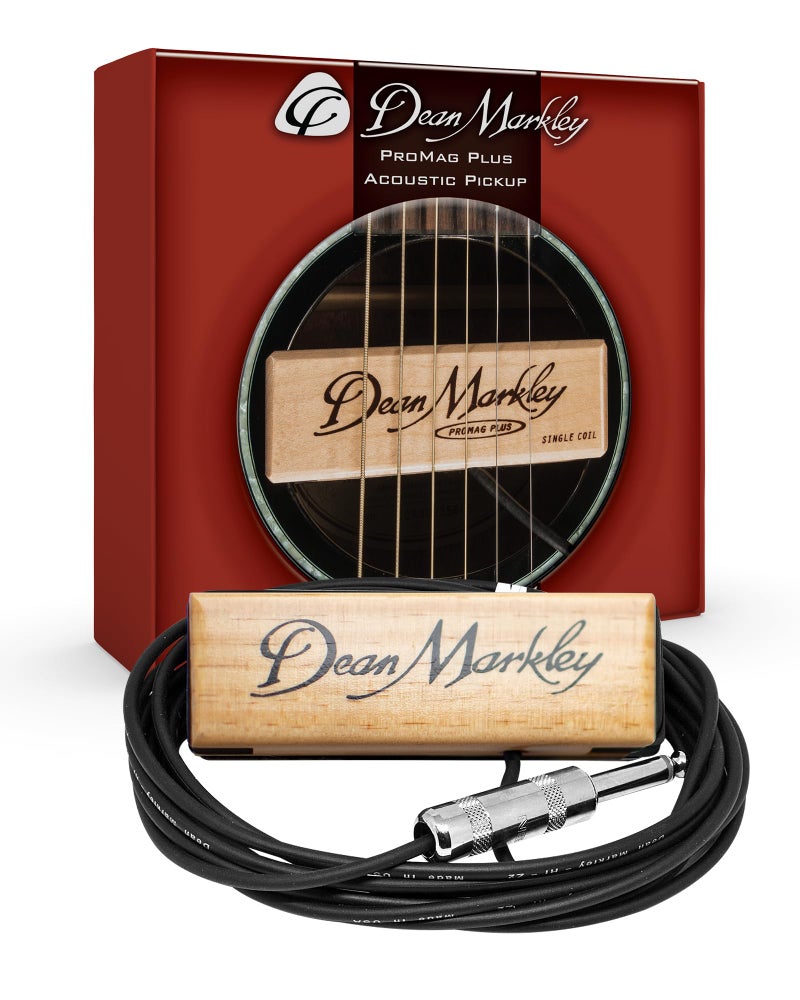 Dean Markley Pro Mag Plus Acoustic Guitar Single Coil Pickup, Smooth Maple Wood Design Active Soundhole Pickup Ebony Finish, Perfect String Balance and 15 Ft Low Noise for Steel-String Guitars - Image 1