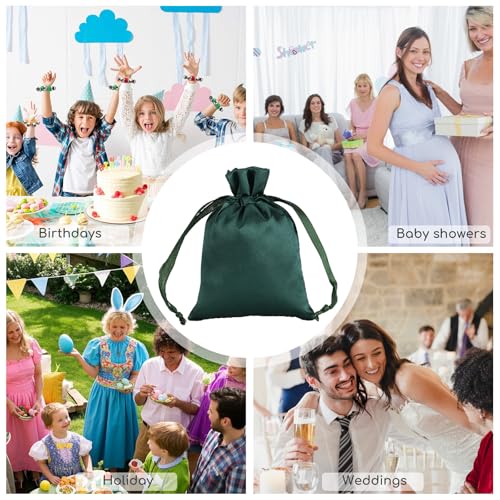Tapleap Green Small Satin Gift Bags, 30Pcs 3x4 with Drawstring, For Kids Classroom, Wedding, Birthday, Party Favors, Jewelry, Bracelets, Earrings, Crystal, for Small Business - Image 4