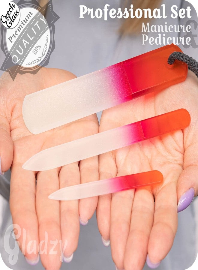 GLADZY Genuine Czech Glass Nail File Set - Callus Remover Foot Rasp, Double Sided Different Grit Surface, Professional Manicure and Pedicure Tools for Natural Nails, Nail Shaper, Ethically Made in EU - Image 2