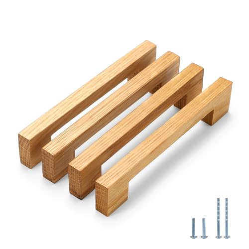 Evionlin Burlywood Square 5 in 10 pcs Wooden Drawer Pulls Handle pulls for cabinets Kitchen Cabinet Drawer pulls Cabinet Door Pull - Image 1