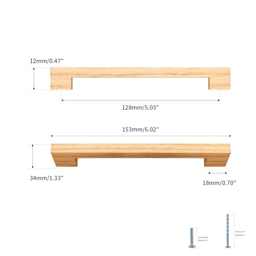 Evionlin Burlywood Square 5 in 10 pcs Wooden Drawer Pulls Handle pulls for cabinets Kitchen Cabinet Drawer pulls Cabinet Door Pull - Image 3