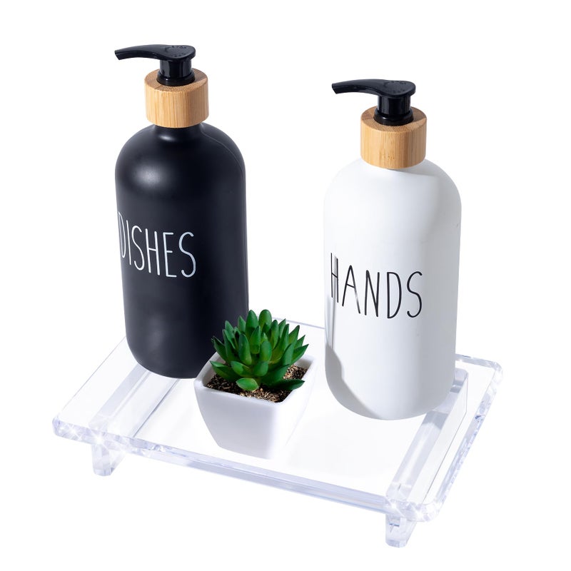 Chivalral Acrylic soap Dish Tray for Bathroom Counter and Kitchen - Waterproof Countertop Organizer for Soap Dish, Vanity, Plants, Candles (1, Large-9 x 5.9 x 1.5 inch) - Image 4