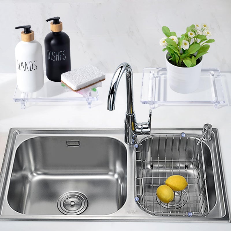 Chivalral Acrylic soap Dish Tray for Bathroom Counter and Kitchen - Waterproof Countertop Organizer for Soap Dish, Vanity, Plants, Candles (1, Large-9 x 5.9 x 1.5 inch) - Image 2