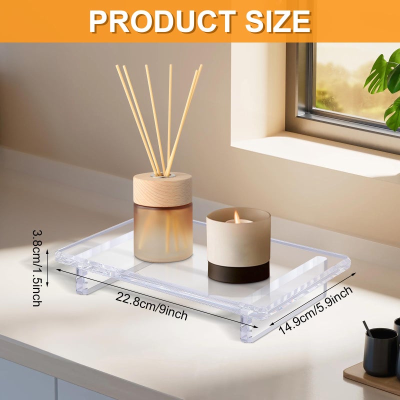 Chivalral Acrylic soap Dish Tray for Bathroom Counter and Kitchen - Waterproof Countertop Organizer for Soap Dish, Vanity, Plants, Candles (1, Large-9 x 5.9 x 1.5 inch) - Image 3