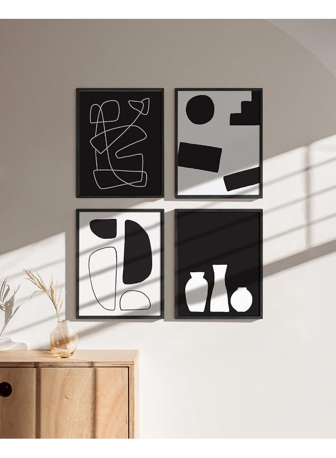 Home Trove Black And White Abstract Wall Art - Set Of 4 Geometric Wall Prints - Image 4