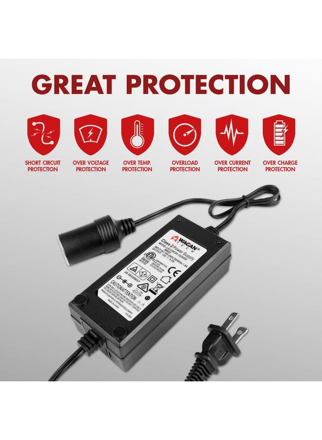WAGAN 5 Amp AC to DC Power Adapter, 110V AC to 12V DC Car Cigarette Lighter Socket, 5A Power Converter, UL Listed - Image 5
