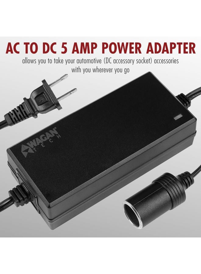 WAGAN 5 Amp AC to DC Power Adapter, 110V AC to 12V DC Car Cigarette Lighter Socket, 5A Power Converter, UL Listed - Image 3