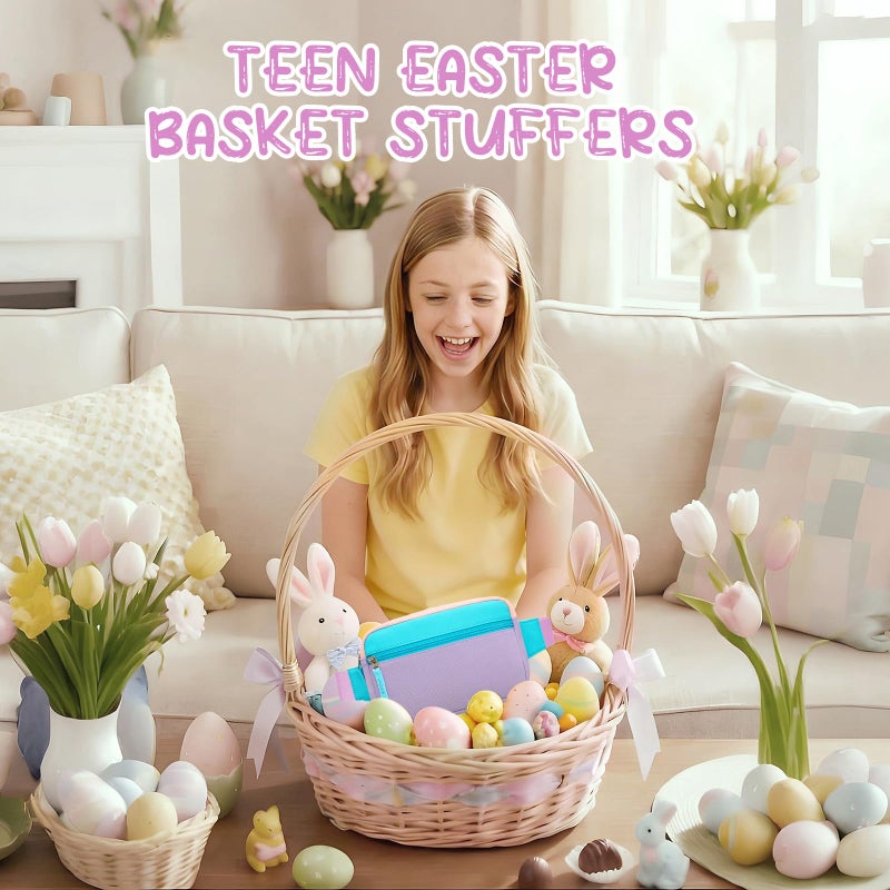 Cotmcor Fanny Pack Teens Easter Basket Stuffers for Kids: Birthday Gifts for 5 6 7 8 9 10 11 12 Year Old Teen Girls, Preppy Cute Trendy Stuff Colorblock Crossbody Bag Adjustable Belt Bags for Travel - Image 2