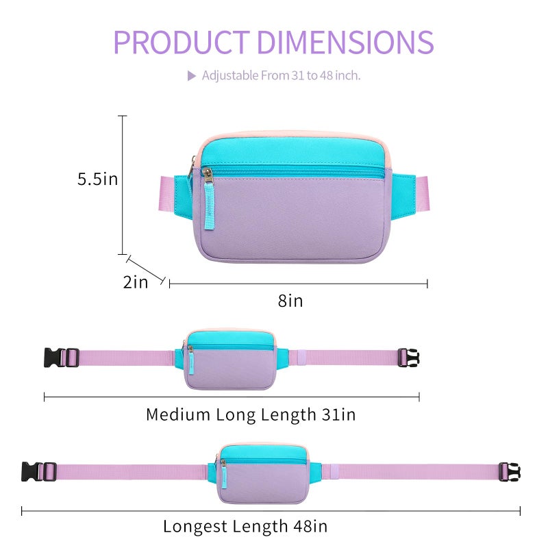 Cotmcor Fanny Pack Teens Easter Basket Stuffers for Kids: Birthday Gifts for 5 6 7 8 9 10 11 12 Year Old Teen Girls, Preppy Cute Trendy Stuff Colorblock Crossbody Bag Adjustable Belt Bags for Travel - Image 5