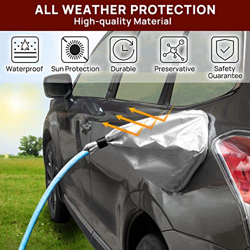 psler غطاء شاحن السيارة الكهربائية، غطاء قابس شاحن EV بملصق مغناطيسي لمعظم السيارات الكهربائية، مقاوم للماء، حماية من الشمس والأشعة فوق البنفسجية، المطر، الثلج، جميع أحوال الطقس (فضي) - Image 3