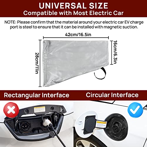 psler غطاء شاحن السيارة الكهربائية، غطاء قابس شاحن EV بملصق مغناطيسي لمعظم السيارات الكهربائية، مقاوم للماء، حماية من الشمس والأشعة فوق البنفسجية، المطر، الثلج، جميع أحوال الطقس (فضي) - Image 2