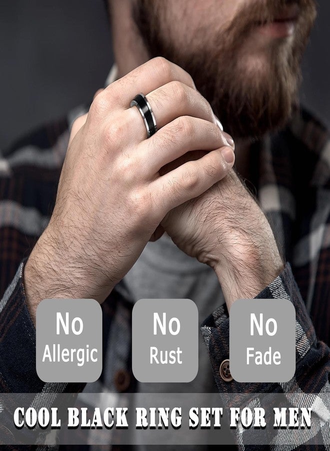 EIELO 8Pcs Stainless Steel Vintage Rings for Men Greek Signet Thumb Silver Retro Carving Celtic Band Rings Vintage Biker Band Rings Set Edge Mens Rings Jewelry 8 - Image 3