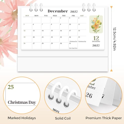 KONVINIT Small Desk Calendar 2026-2027, Pink Desk Calendar 2026 - Runs From January 2026 Until December 2027, 24 Months Desktop Calendar with a Giftable Box for School, Home & Office Supplies - Image 2