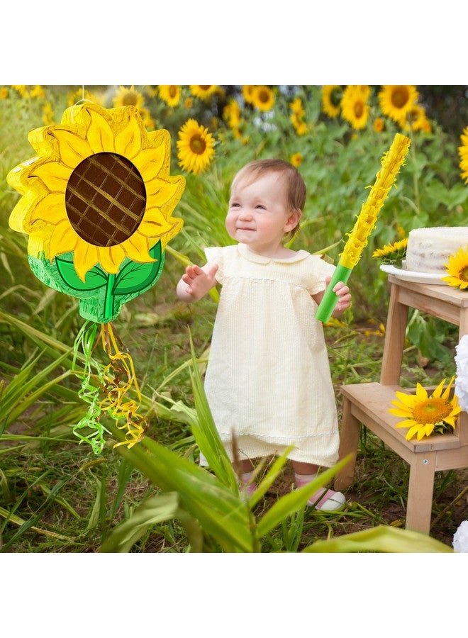 Lewtemi 4 Pcs Sunflower Pull String Pinata Set Flower Pinata Birthday Party Decoration With Pull String Sunflower Pinata Bar Blindfold And Confetti Boy Girl Adults Game Baby Shower Party Supplies - Image 3