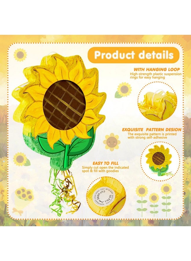 Lewtemi 4 Pcs Sunflower Pull String Pinata Set Flower Pinata Birthday Party Decoration With Pull String Sunflower Pinata Bar Blindfold And Confetti Boy Girl Adults Game Baby Shower Party Supplies - Image 5