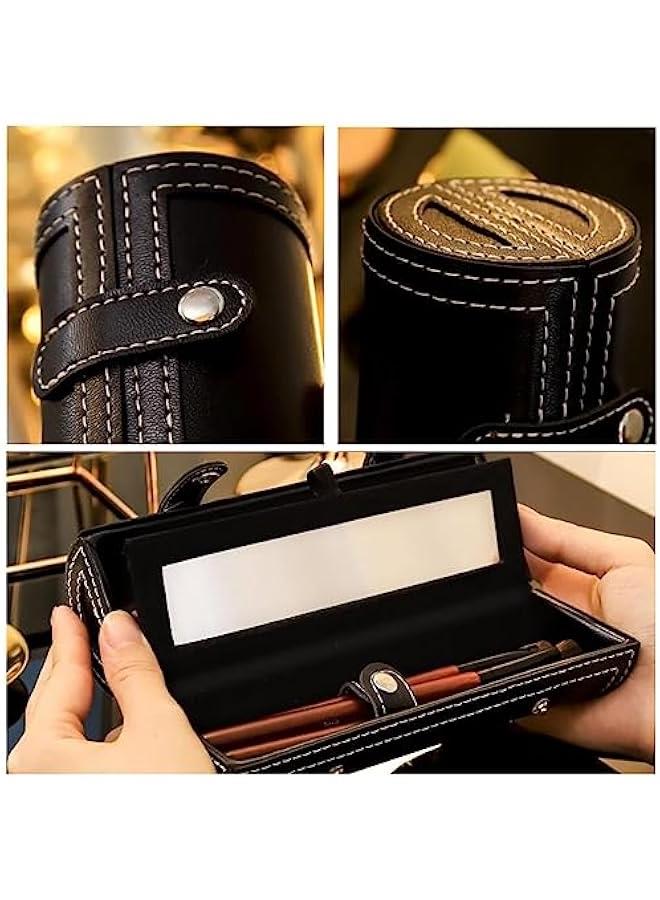 BWSJ Travel Makeup Brushes Case with Mirror Waterproof Cosmetic Organizer Bag for Women and Girls - Image 4