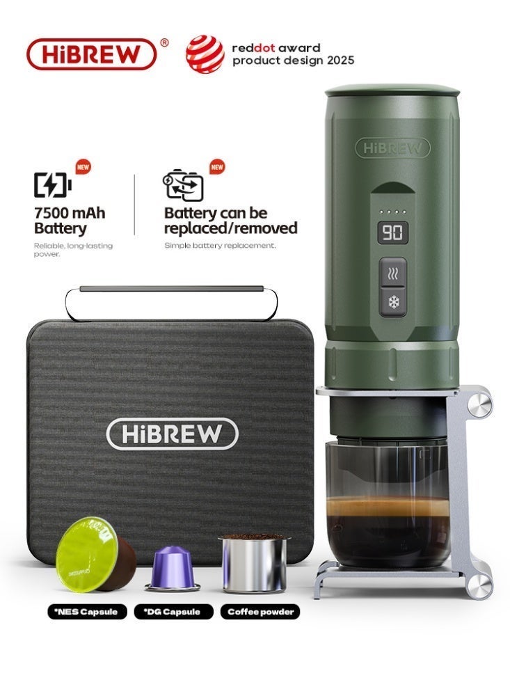 Hibrew 3 in 1 Portable Capsule Coffee Machine, 7500mAh Battery, NS/DG/Powder Compatible, for car/home/camping H4C-EXPLORER - Image 1